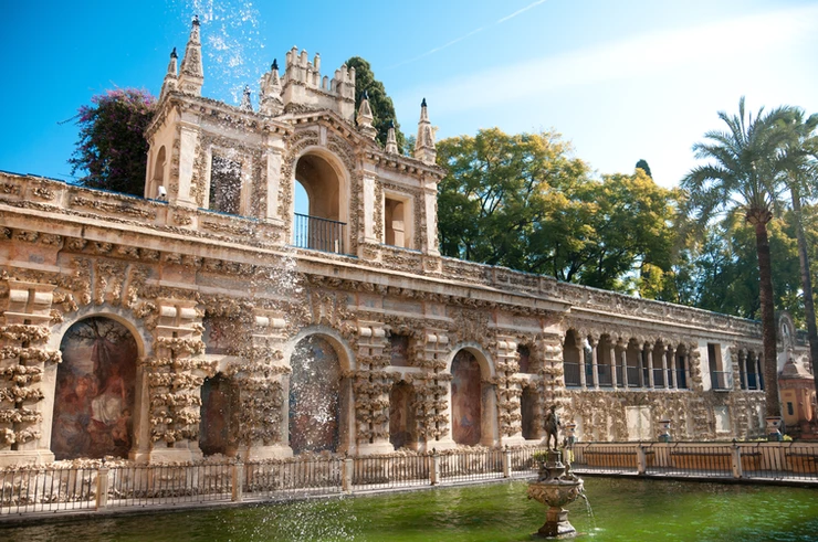 grotto and fountain in the Royal Alcazar, a stunning Spanish landmarks in Seville