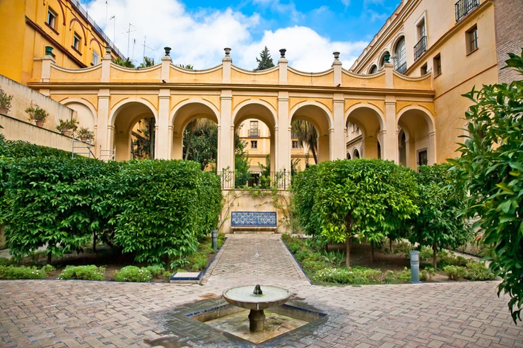 the 16th century courtyard of Casa de Pilatos, a top attraction in Seville