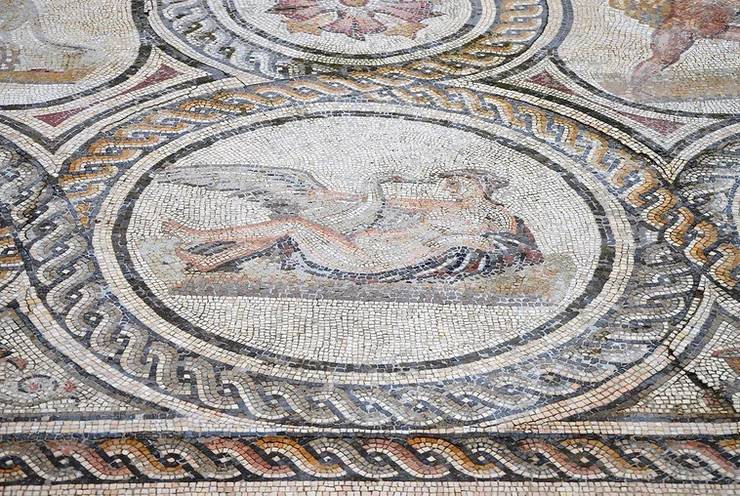Roman tiles on the floor of the Palacio de Lebrija, this one of Zeus seducing Leda