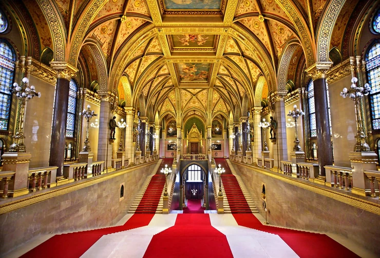 the Grand Staircase of Budapest Parliament