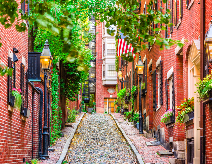 Acorn Street, one of the oldest and most photographed streets in the US