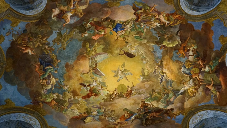 frescos on the dome, depicting Charles VI in heavenly splendor