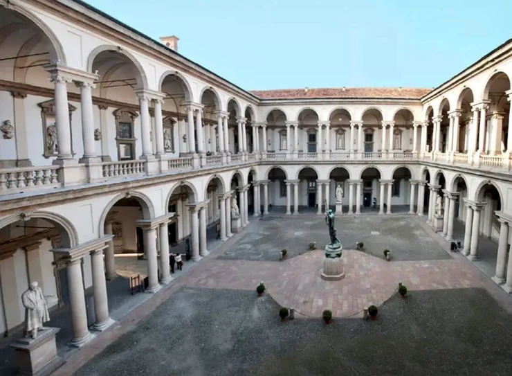 the beautiful arcaded courtyard of the Brera Art Gallery