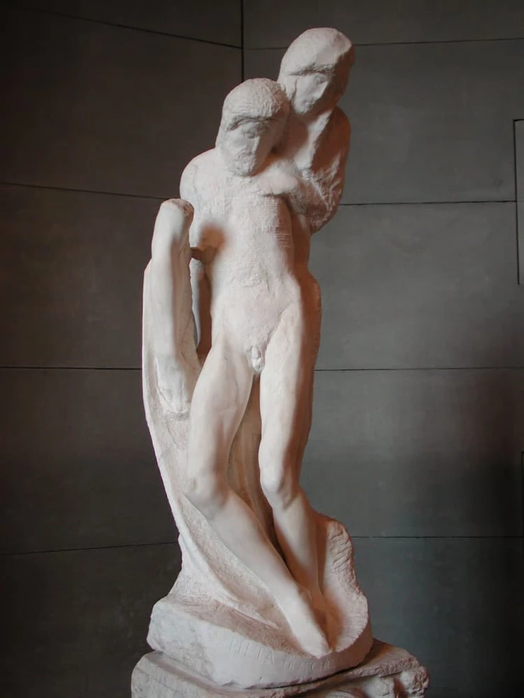 Michelangelo, Rondanini Pieta, 1555 -- Michelangelo's final sculpture