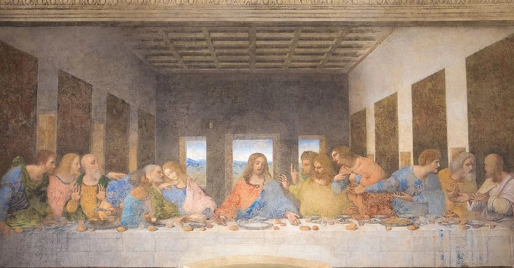  Leonardo da Vinci, The Last Supper, 1495-98 -- in the Refectory of Santa Maria delle Grazie in Milan