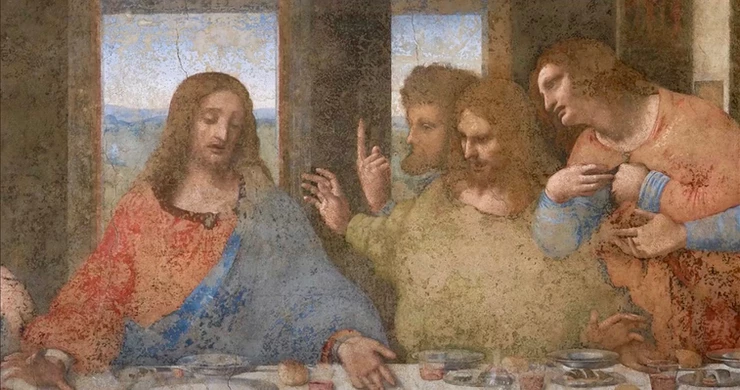 detail of Leonardo's The Last Supper fresco