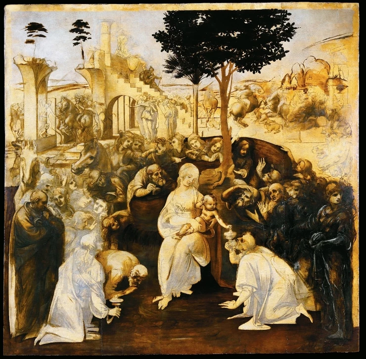 Leonardo's Adoration of the Magi -- in Florence's Uffizi Gallery