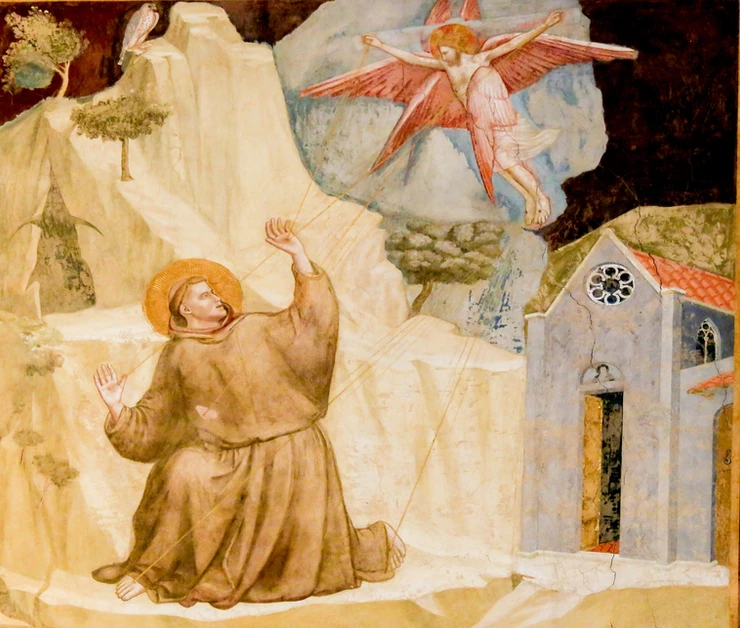 fresco of St. Francis receiving the stigmata