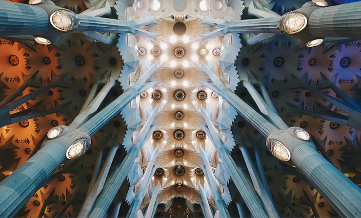 the gorgeous nave and starry ceiling of Sagrada Familia
