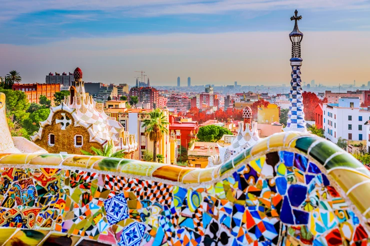 the Gaudi-designed Park Guell in Barcelona Spain