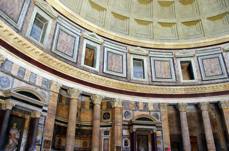 interior of the Pantheon, with a good look at the drum
