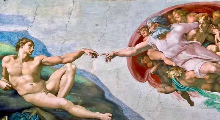 Michelangelo's iconic Creation of Adam in the Sistine Chapel