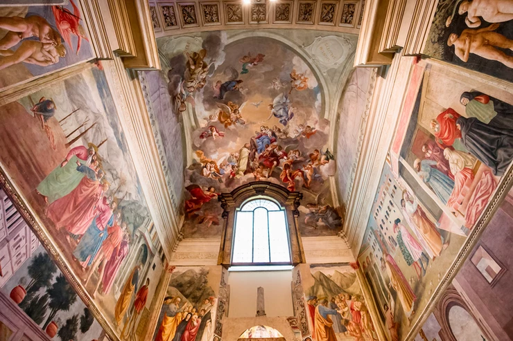 frescos in the Brancacci Chapel, one of the best churches to visit in Florence