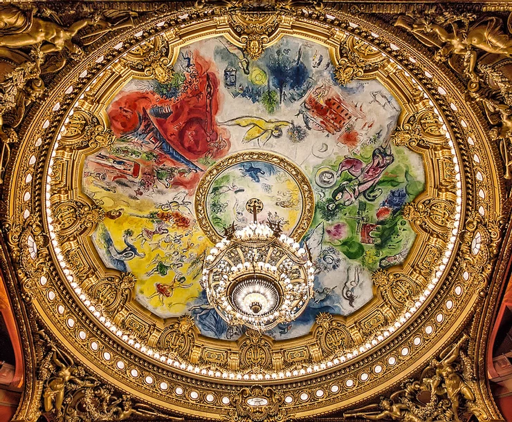 the beautiful 1964 Chagall ceiling in the Paris Opera