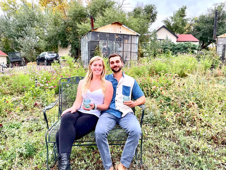 my daughter and her boyfriend amid the wildflowers at Black Cat Farms