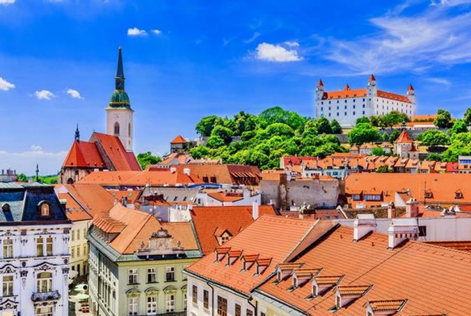 cityscape of Bratislava, with a view of Bratislava Castle