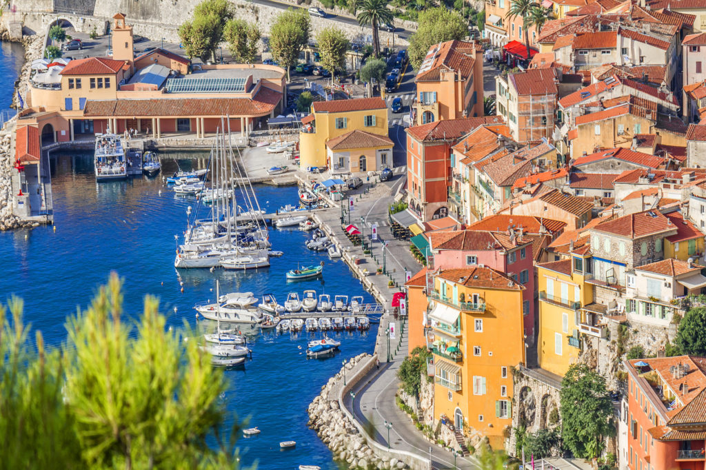 view of Villefranche-sur-Mer and its harbor