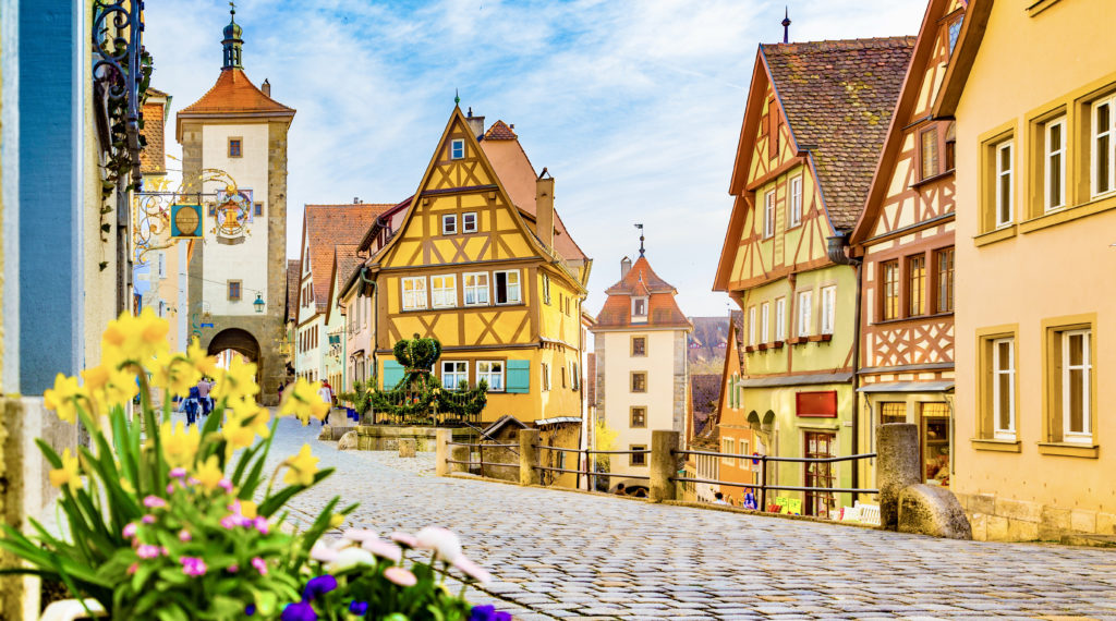 classic view of the medieval town of Rothenburg ob der Tauber 