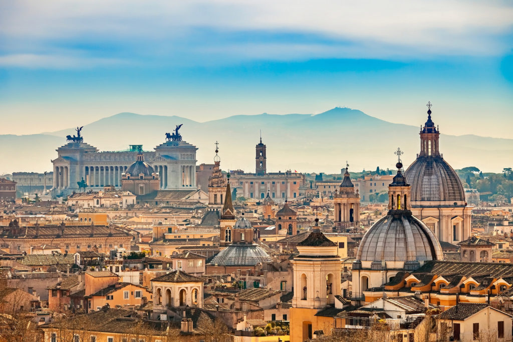 view of Rome from Castle Sant'Angelo's Angel Terrace