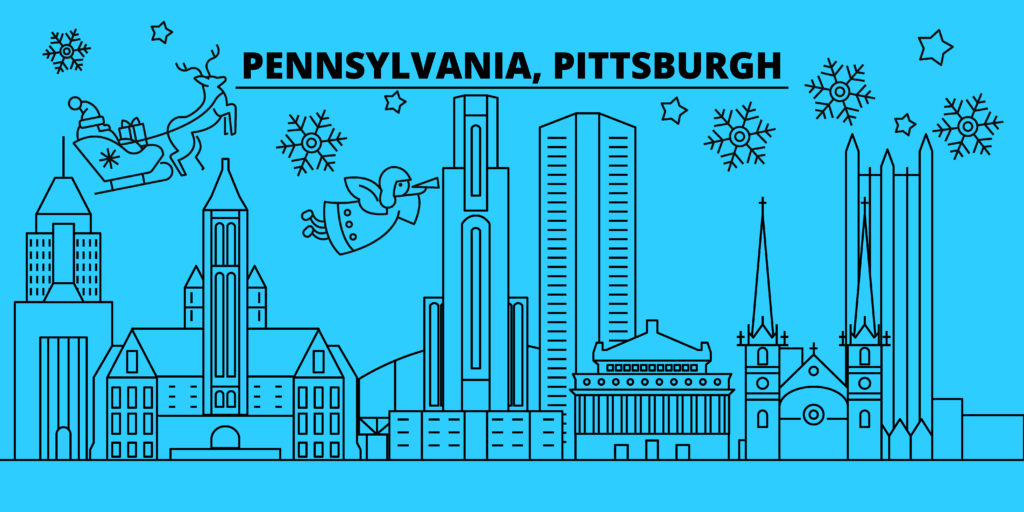 Pittsburgh winter holidays skyline