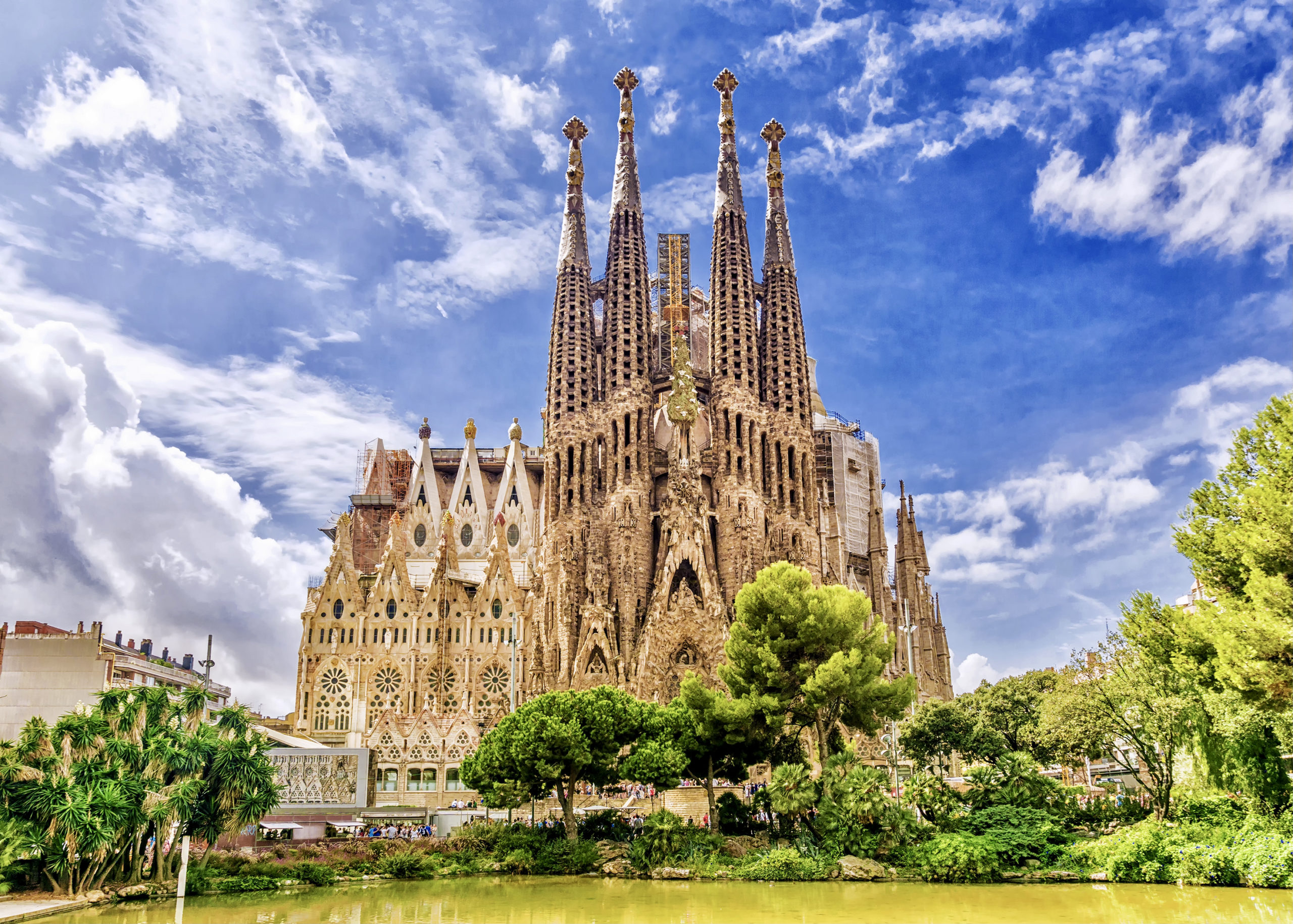 BARCELONA, SPAIN - SEPTEMBER 15,2015 :  Sagrada Familia  in  Barcelona. Sagrada  - the most known the buildings created by Antoni Gaudi.