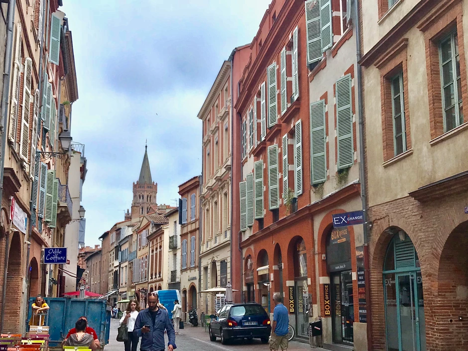 beautiful Carmes district in Toulouse