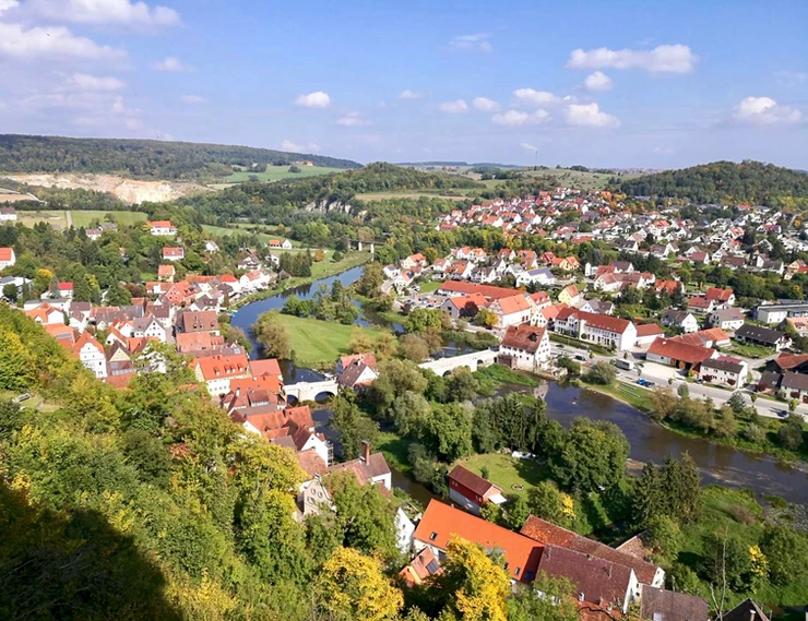 view from Harburg Castle over the town of Harburg