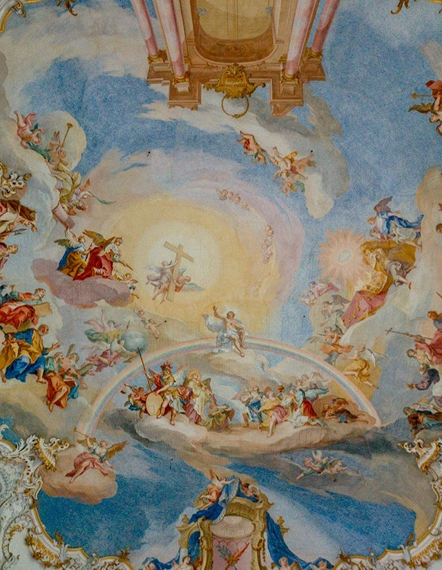 beautiful frescos in Wieskirche, a top attraction on the Romantic Road