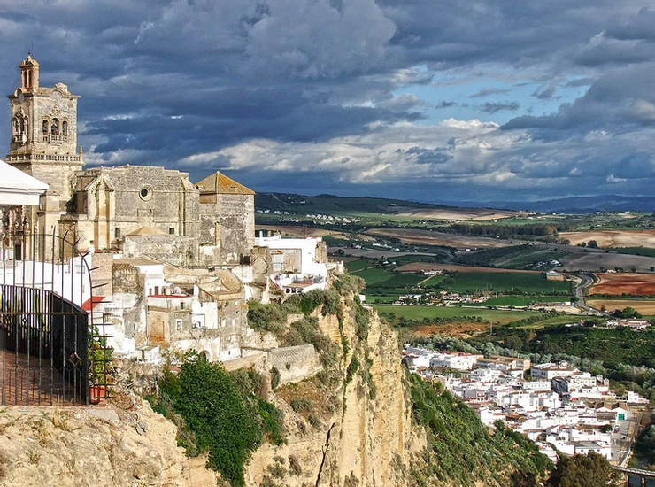 the white pueblo of Arcos de la Frontera in Andalusia Spain