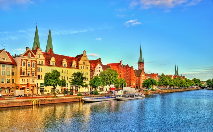 the UNESCO-listed Lubeck Germany, situated on the Travel River. It's one of the most beautiful towns ini Germany
