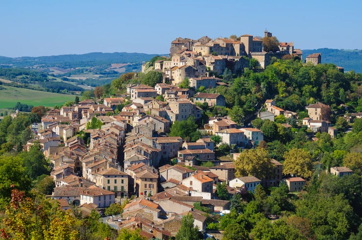 the hilltop village of Cordes-sur-Ciel in the Occitanie region of France