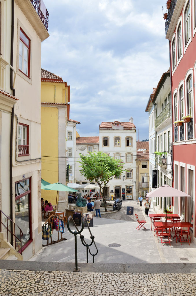 the main drag in the historic old town of Coimbra

