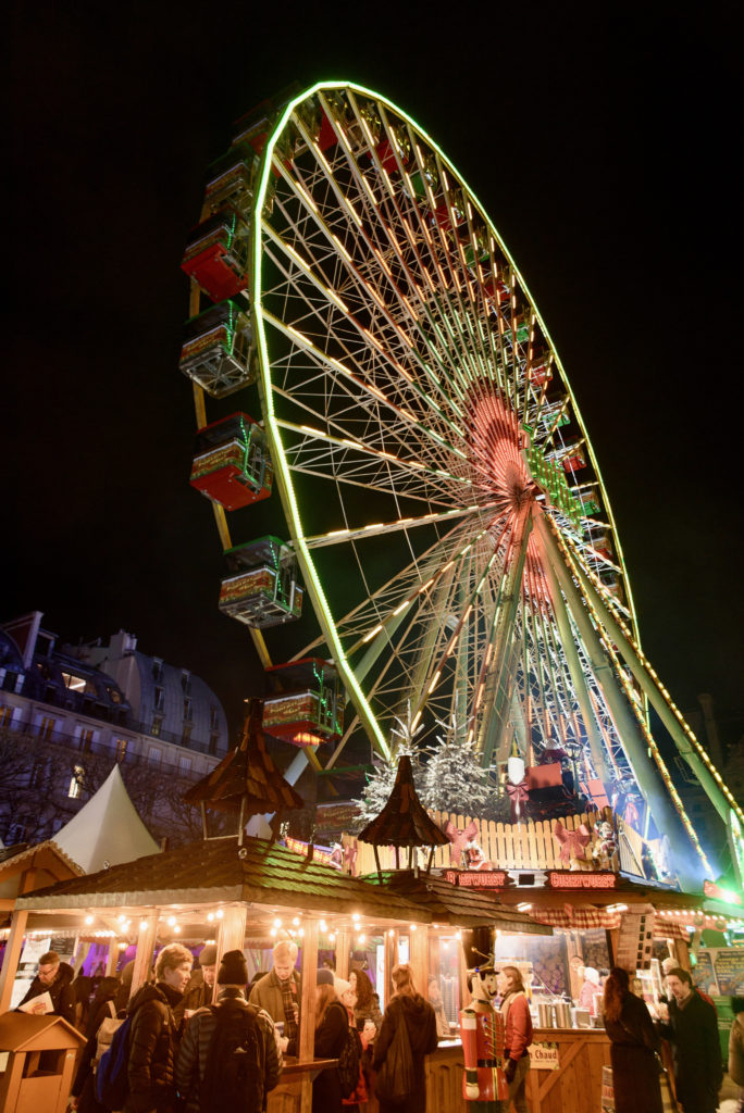ferris wheel in Christmas market in Tuileries Gardens