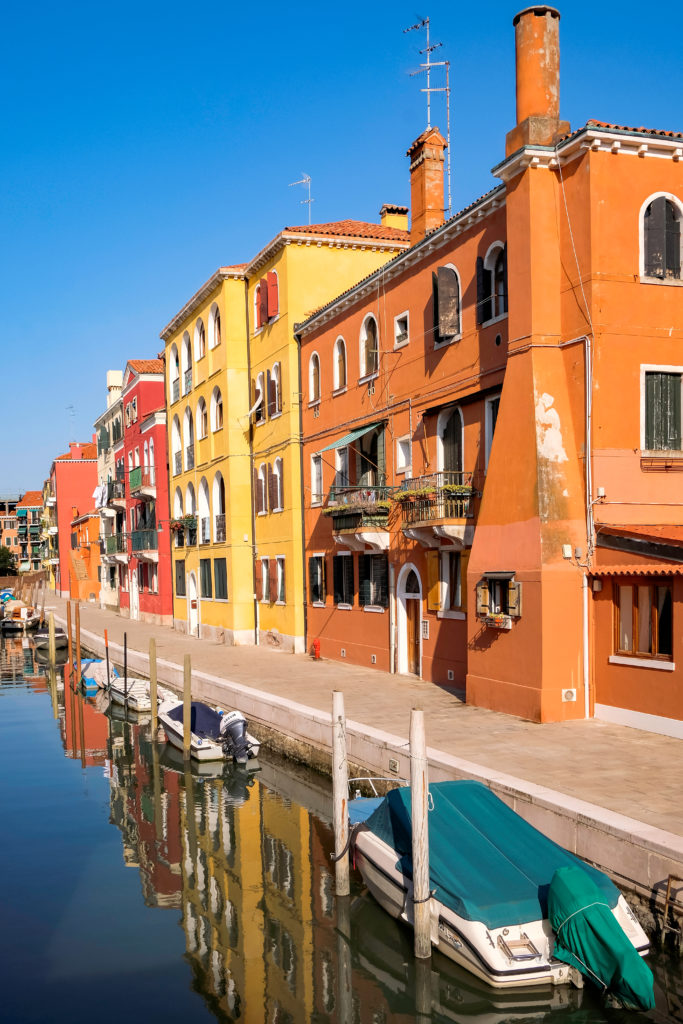 colorful homes on a canal in Venice