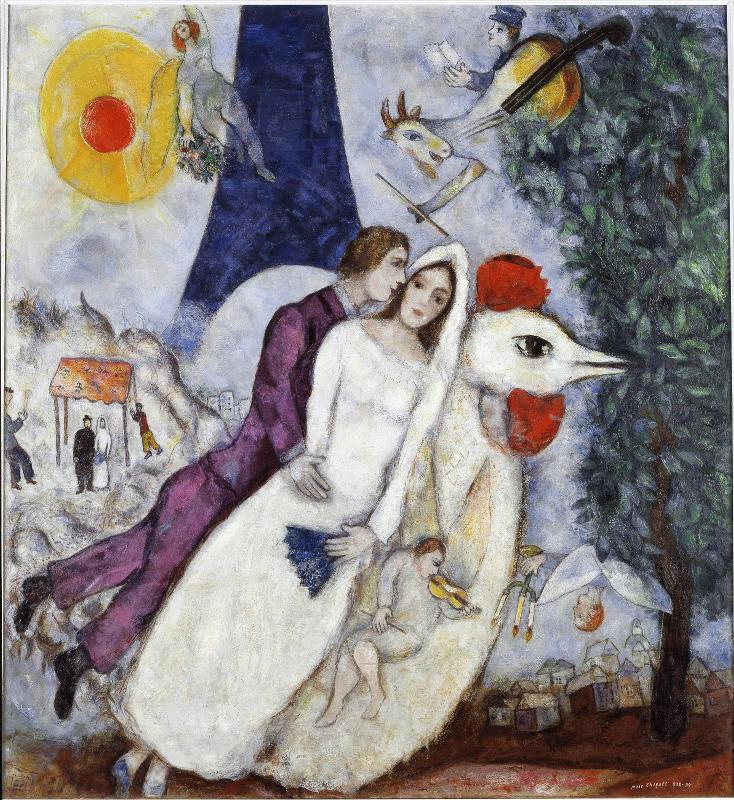Chagall, The Bride and Groom at the Eiffel Tower, 1938-39