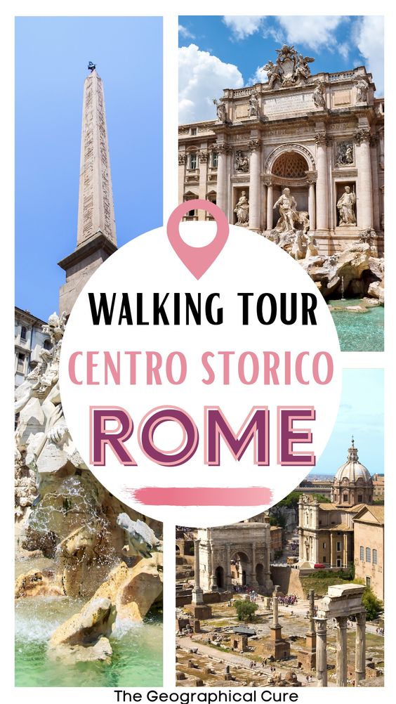 Pintererst pin for walking tour of central Rome, the centro storico