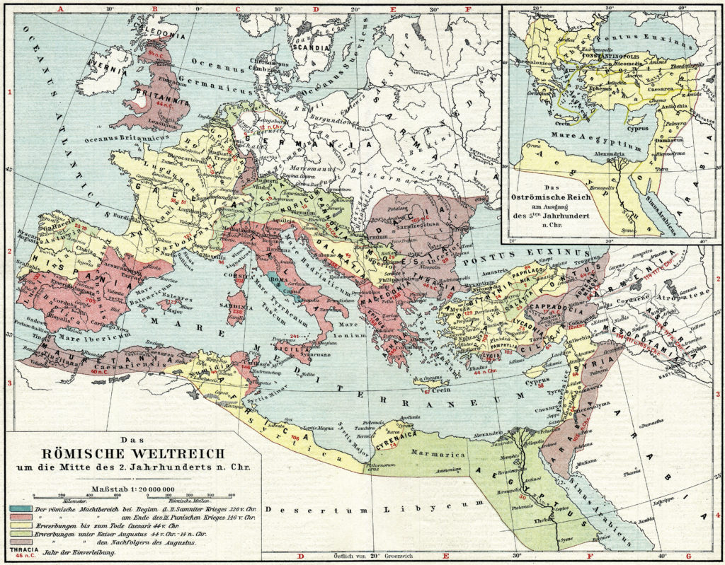 Map of the Roman Empire, 2nd century AD
