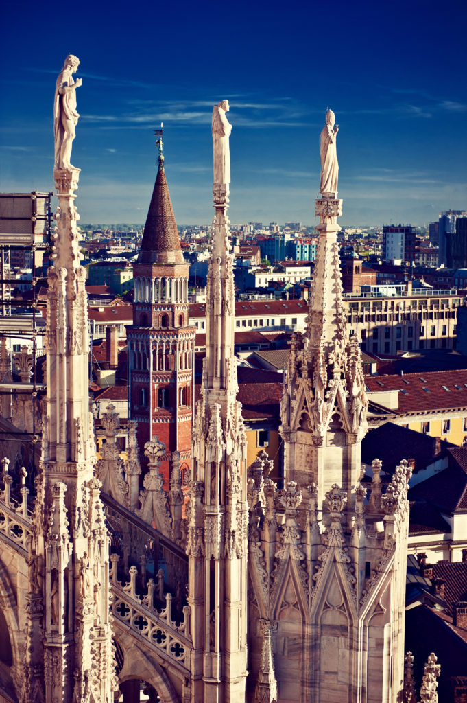 statues and spires of Milan Cathedral