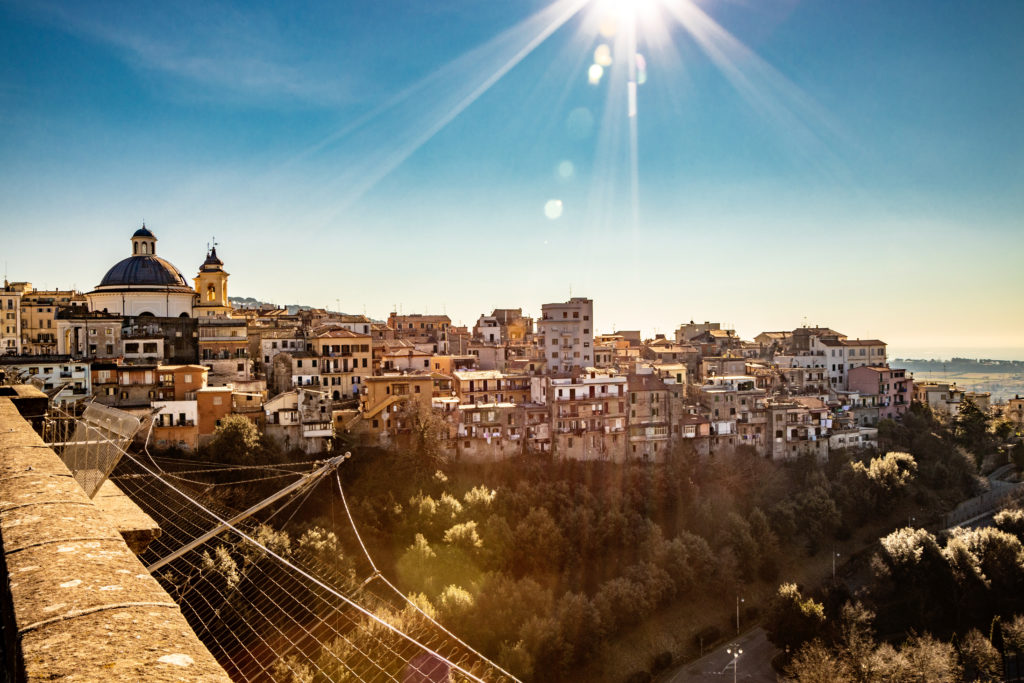 Ariccia, with the monumental bridge and the Church of Santa Maria Assunta