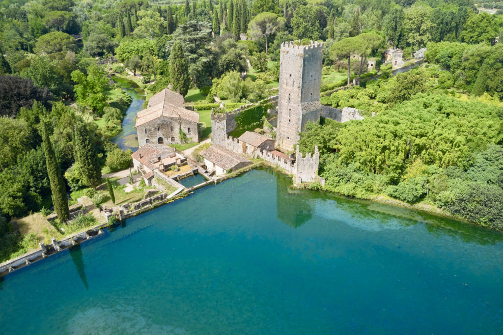 aerial view of Ninfa Gardens