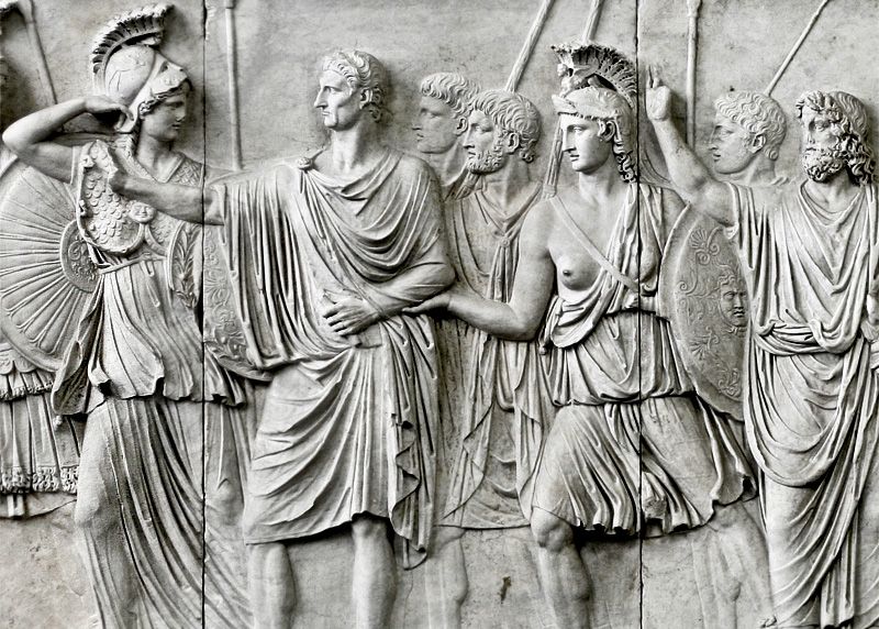 relief from the Palazzo Cancellaria, in which Domitian was reworked to appear like Nerva after Domitian was damned