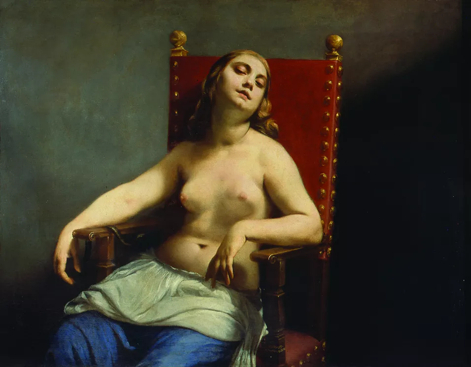Guido Cagnacci, The Death of Cleopatra, circa 1660–62, which is in the Pinacoteca di Brera in Milan