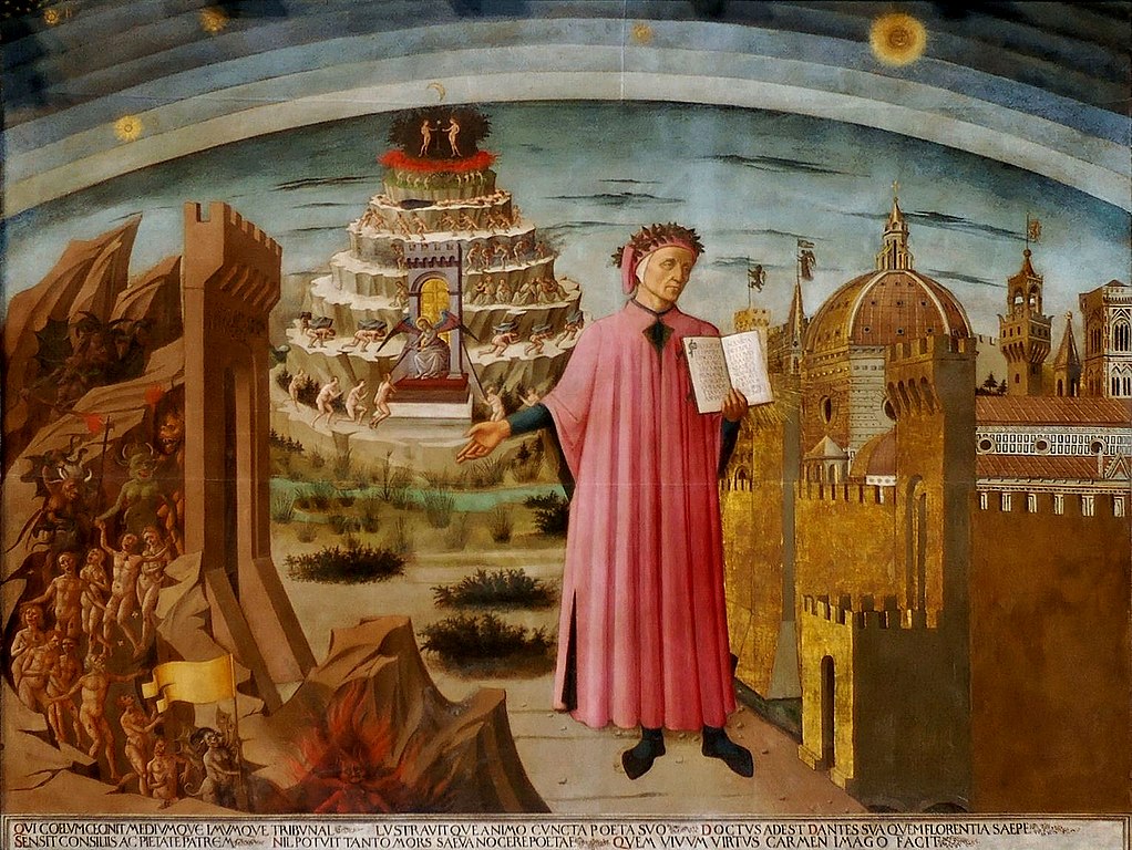 Domenico di Michelino painting of the poet Dante, who was a guelf