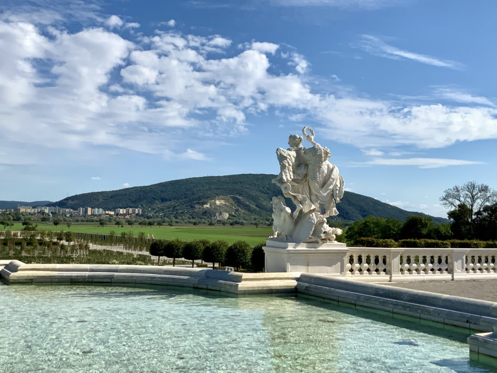 Hof Palace gardens, with Bratislava Slovakia in the background