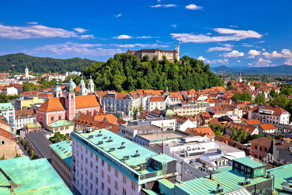 Ljubljana cityscape with Castle Hill