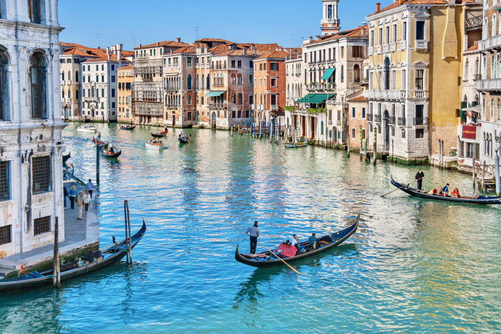 view of the Grand Canal from the Rialto Bridge