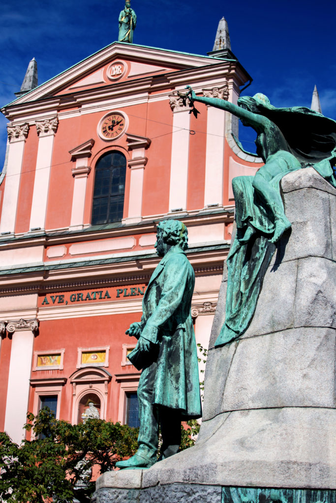 statue of France Preseren, a Slovenian poet