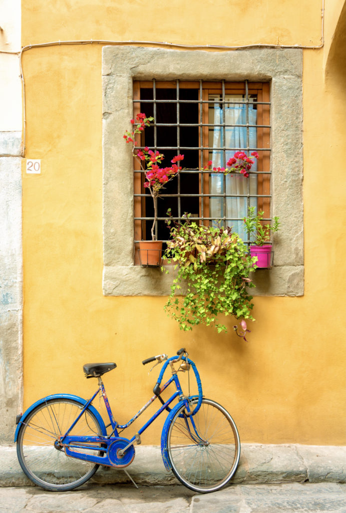 blue bike in the Oltrarno neighborhood