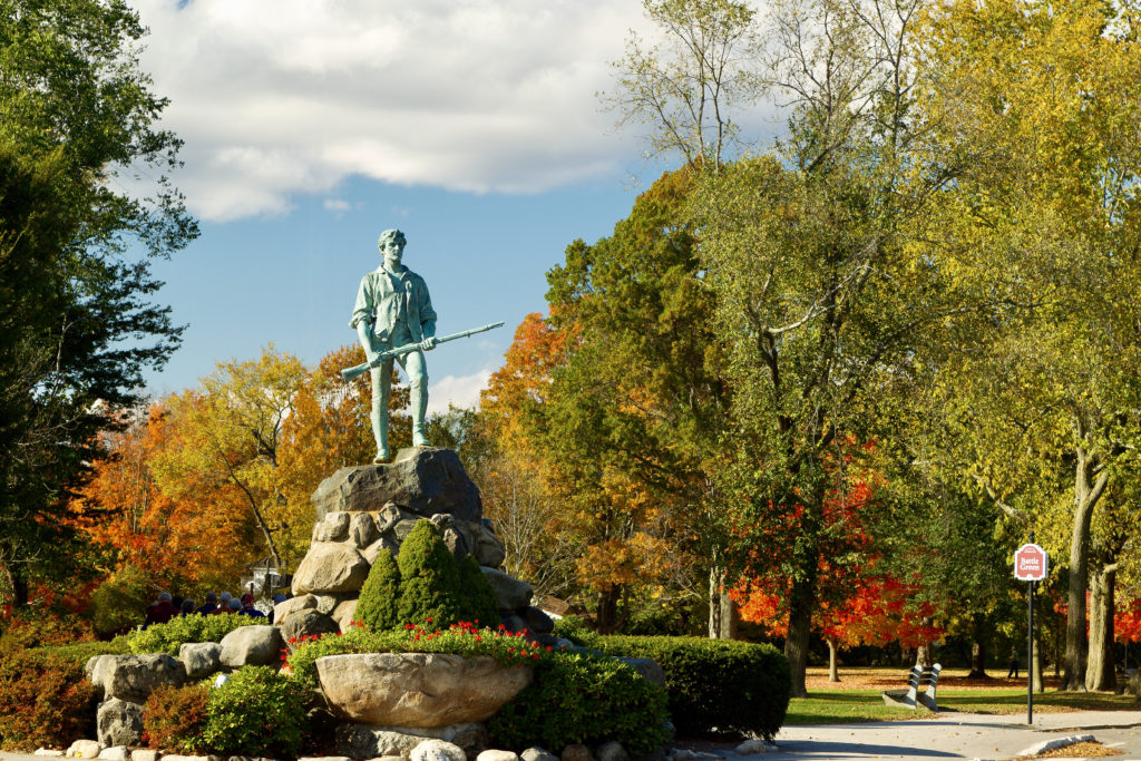 Minuteman Statue & Battle Green in Lexington, a great day trip from Boston for history lovers