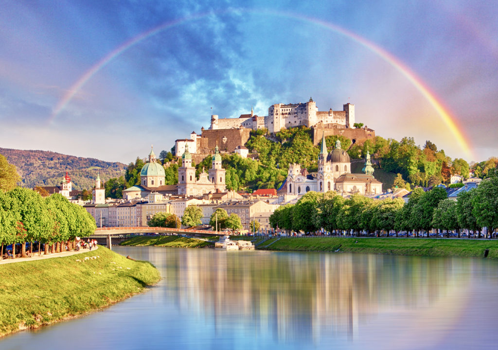 rainbow over Salzburg Castle